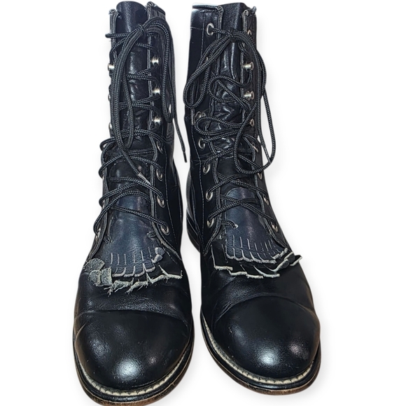 Vintage Justin Diamond J Women’s Lace-Up Boots – Size 8D (Wide) – Made in Mexico - Picture 4 of 13